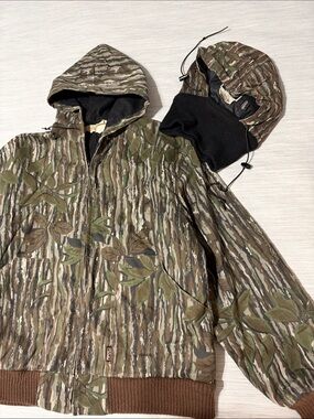VTG 90s Walls Realtree Camouflage Hooded Workwear Jacket Bomber XL & Hat Combo